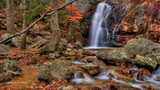 Oak Mountain State Park Alabama waterfall and rocks in the fall
