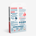 Back of a Wondercide Flea & Tick Collar for Dogs + Cats box displaying instructions, features, usage directions, the brand story in English, product images, and a QR code for quick access to flea and tick protection details.