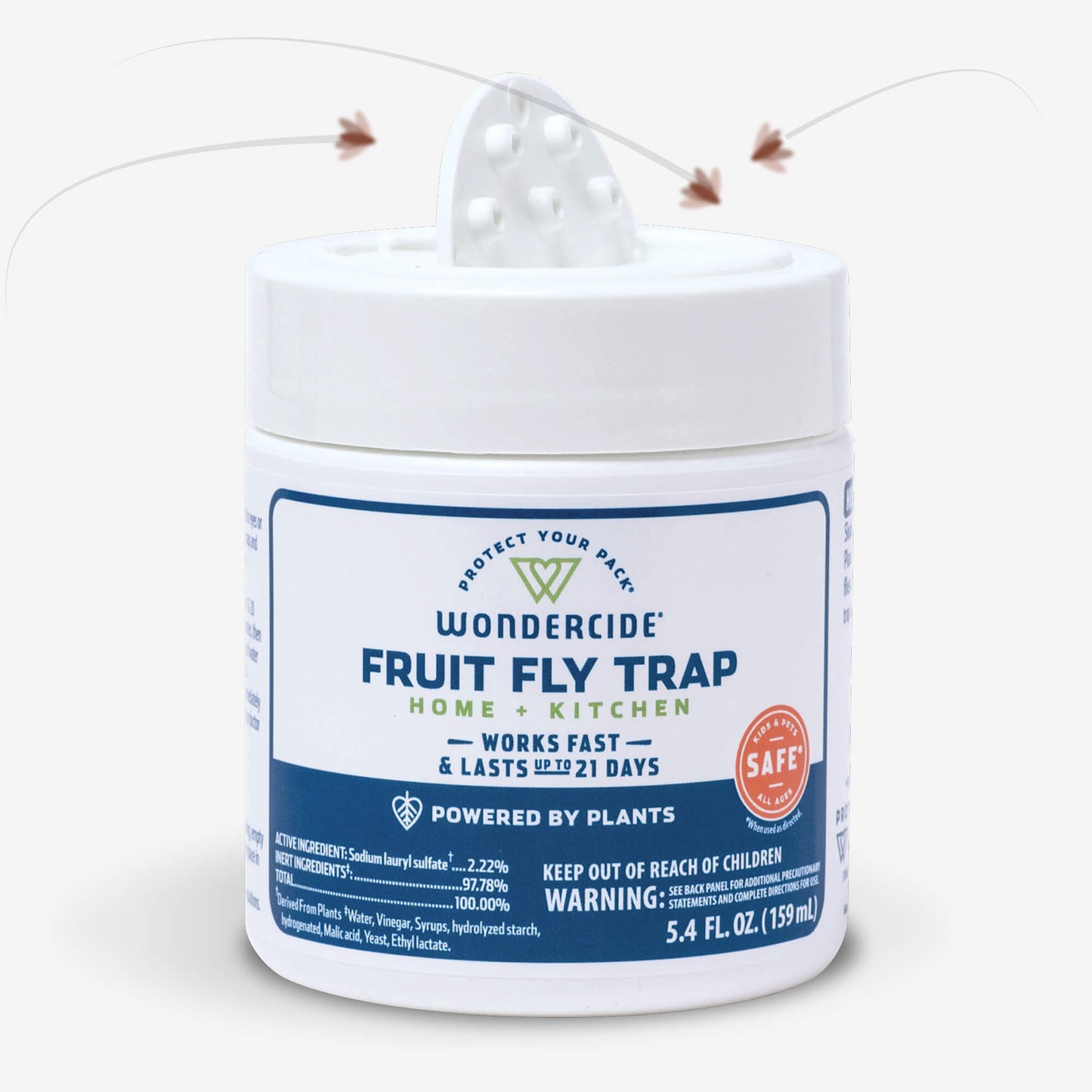 Wondercide Fruit Fly Trap with flies around the top of it