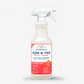 Wondercides 16 oz. Flea & Tick Spray for Pets + Home features a peppermint scent and plant-powered formula that kills, repels, and prevents fleas, ticks, and mosquitoes. With a red and white label on a white spray bottle with a trigger nozzle, its safe for dogs and cats.