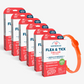 Five packages of Wondercides Flea & Tick Collar for Large Dogs, featuring an orange collar on the right, highlight the use of natural essential oils, a peppermint scent, and plant-based ingredients for 4 months of water-resistant protection.