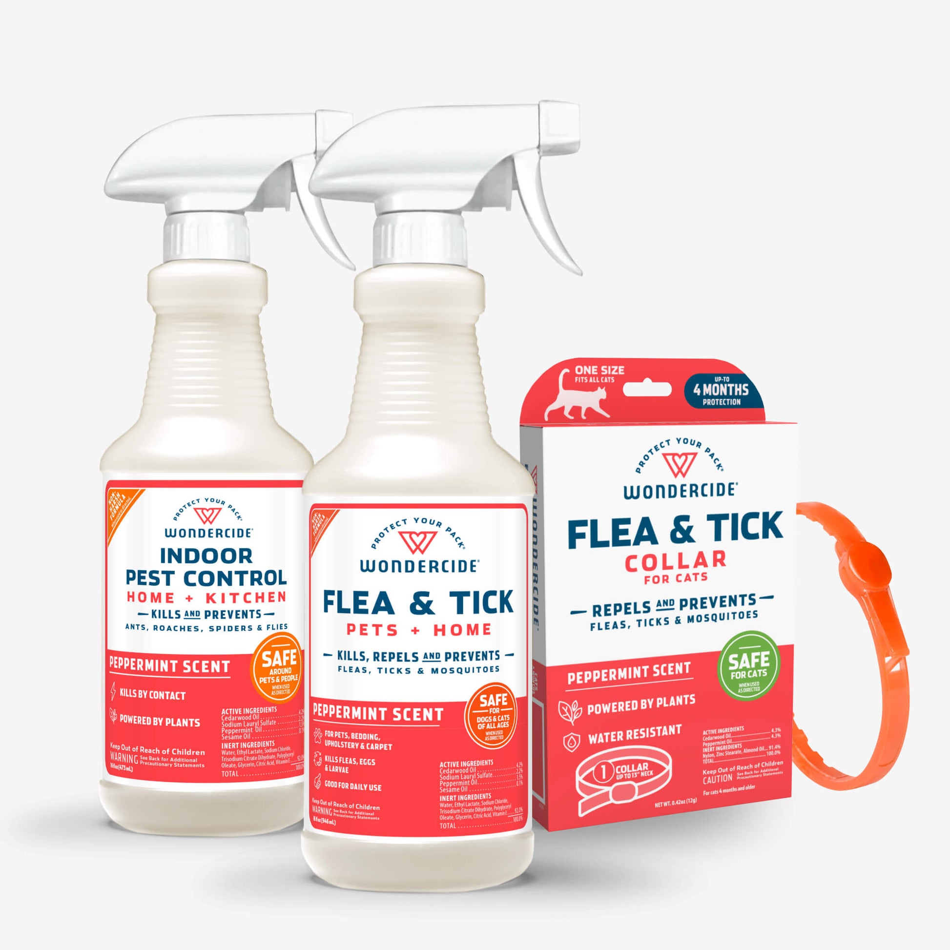 The Peppermint Season Bundle by Fast Bundle includes two spray bottles for indoor pest control and flea & tick prevention, plus an orange flea & tick collar for cats—all peppermint scented, making them ideal alongside a flying insect trap.