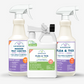 Three Wondercide products are displayed: Pest Protection Kit with Natural Essential Oils featuring a rosemary-scented indoor spray, Flea & Tick yard spray, and a Flea & Tick home spray for pets and home.