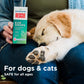 A person holds a box of Wondercide RESCUE™ Ear Drops for Dogs & Cats, which soothes ear irritations and removes wax, next to a sleeping golden retriever puppy on their lap. Text: For dogs & cats. SAFE for all ages.