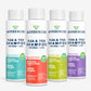Four bottles of Wondercide Flea & Tick Shampoo are displayed in cedarwood, peppermint, lemongrass, and lavender scents. These white bottles have colorful labels and provide natural protection against fleas and ticks.