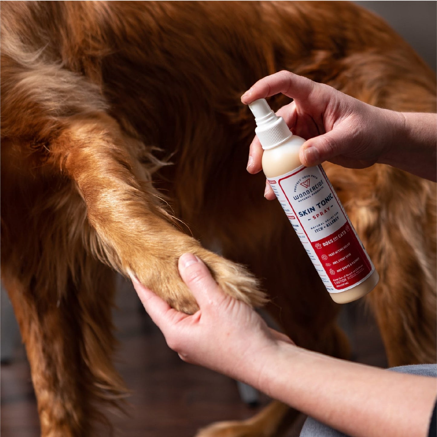 Skin Tonic Itch Spray for Dogs + Cats - In Use